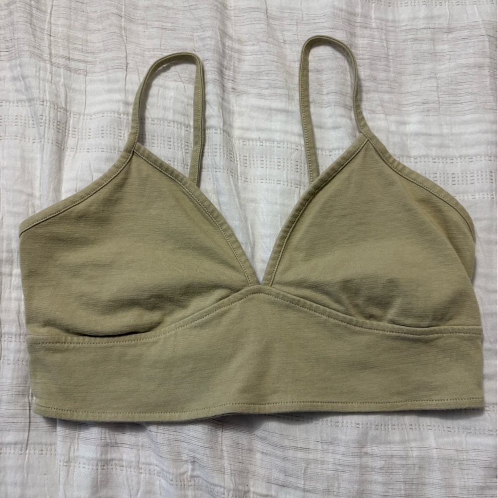 Madewell Linen Green Crop Top